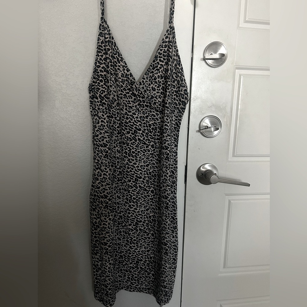 Excellent condition white leopard print slip dress